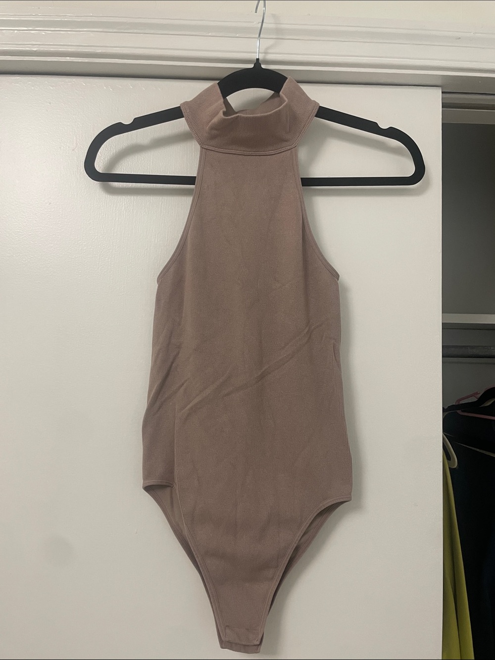 Sleeveless Mock Neck Bodysuit in Mauve Taupe